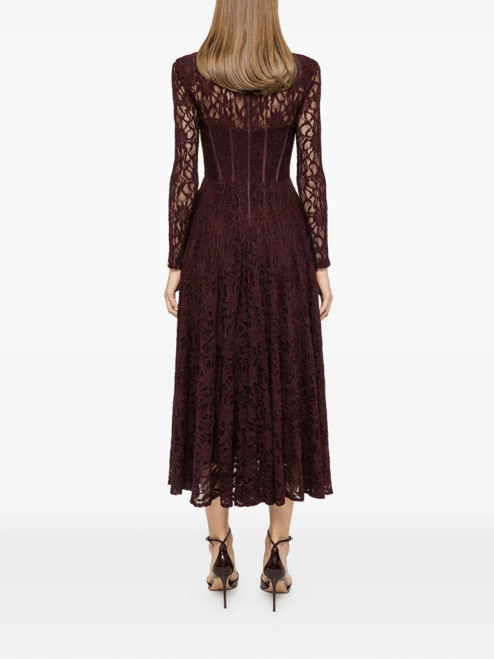 NISSA Midi-jurk met kant Rood