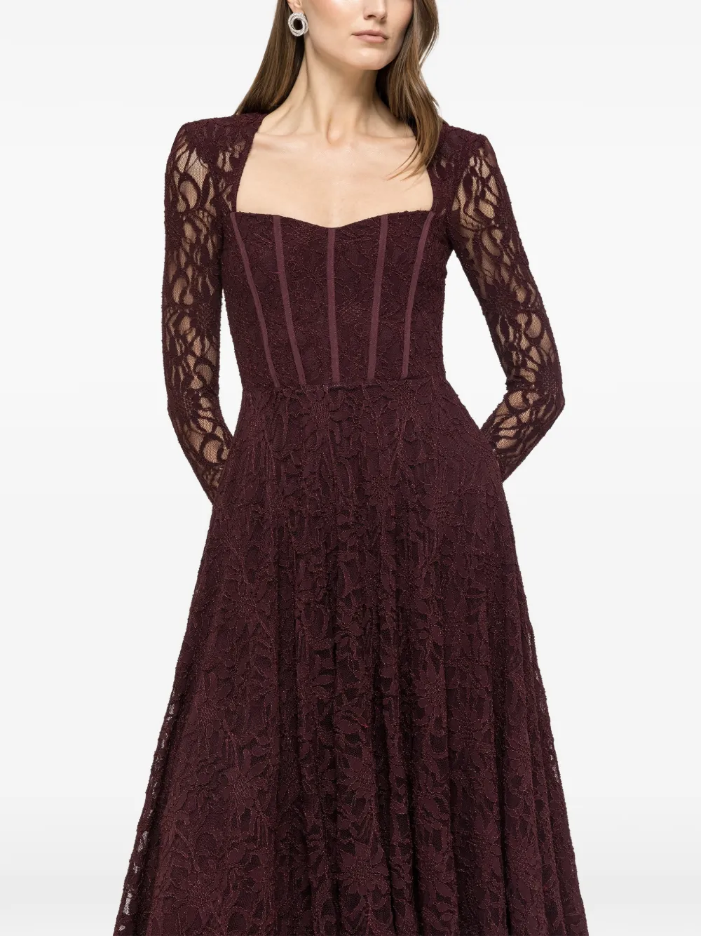 NISSA Midi-jurk met kant Rood