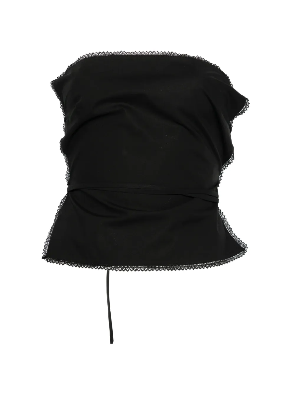MSGM lace-trim tie-fastening top - Nero