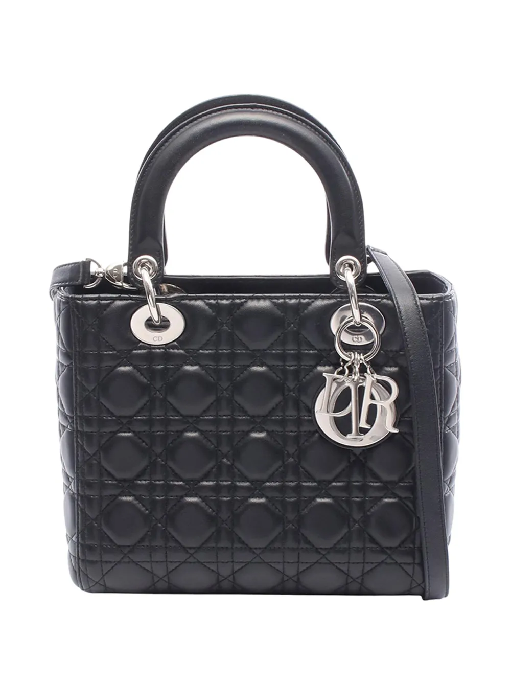 Christian Dior Pre-Owned 2010-2026 Medium Lambskin Cannage Lady Dior satchel - Nero