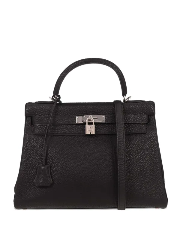 Hermès Pre-owned 2001 32 Kelly Retourne Leather Handbag in Black