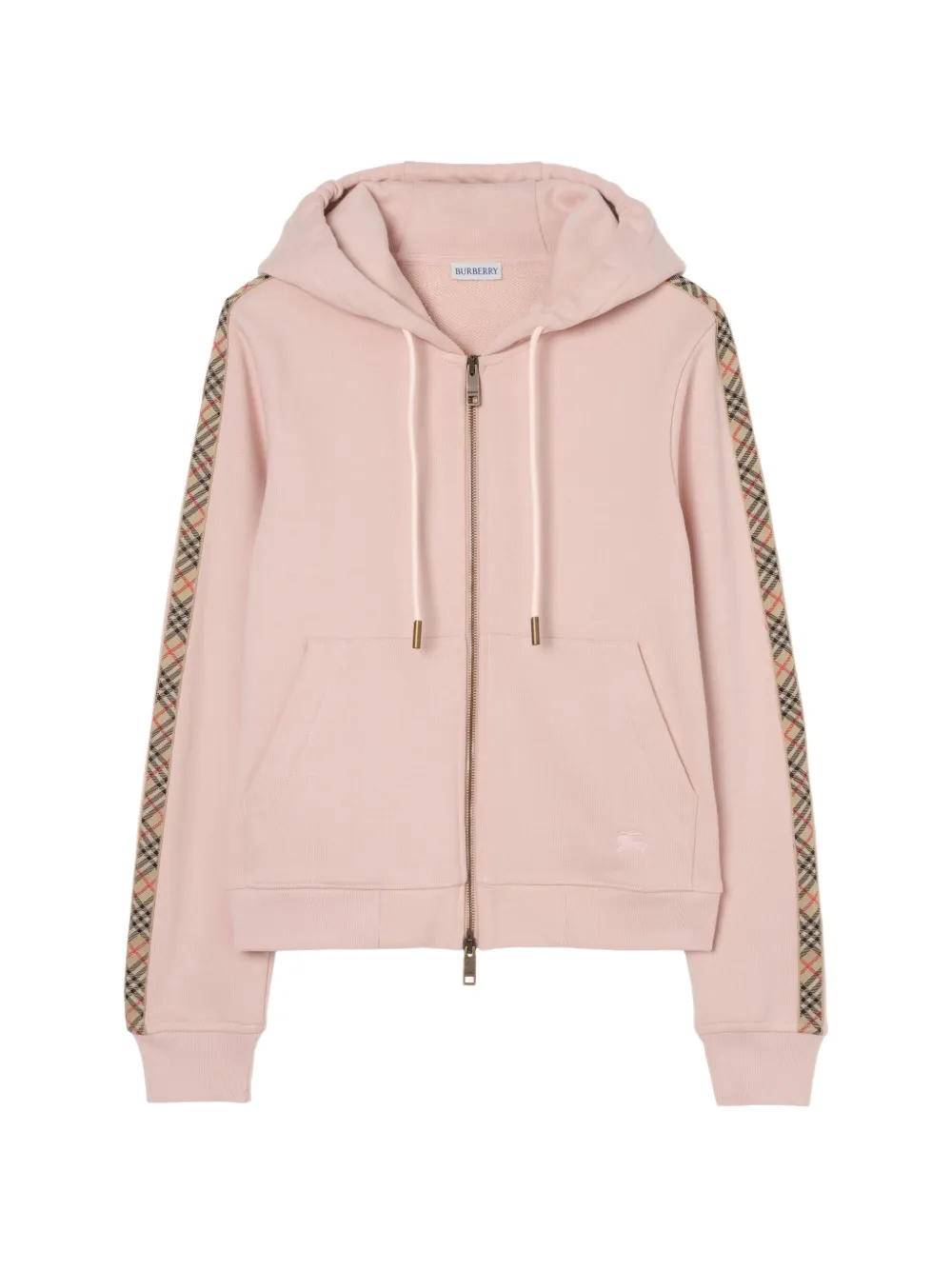 Burberry Check-trim cotton zip hoodie - Rosa