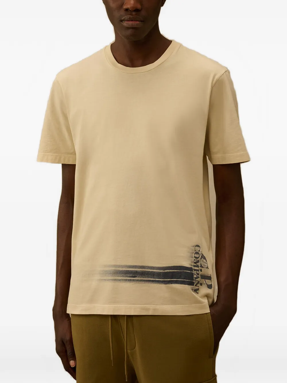C.P. Company T-shirt met geribbelde hals Beige