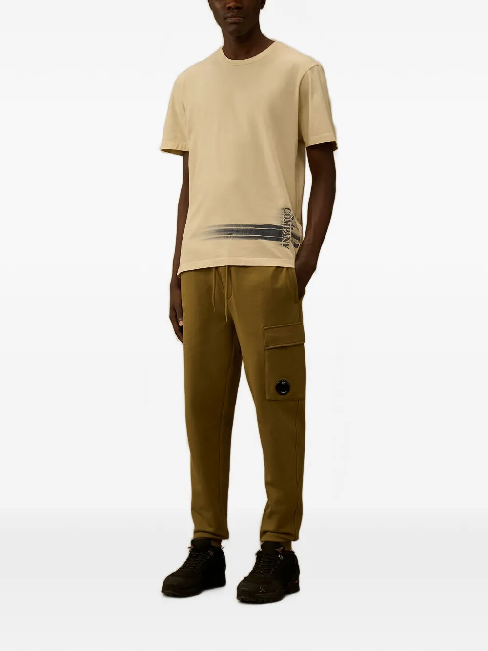 C.P. Company T-shirt met geribbelde hals Beige