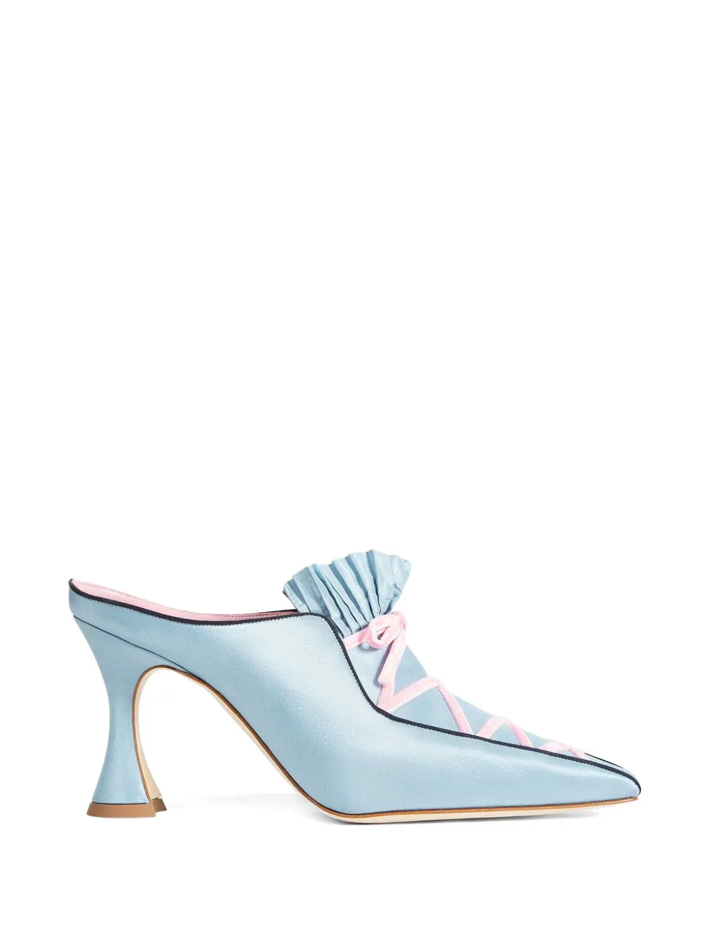 Manolo Blahnik Pleneuf ruffled lace-up mules Blauw