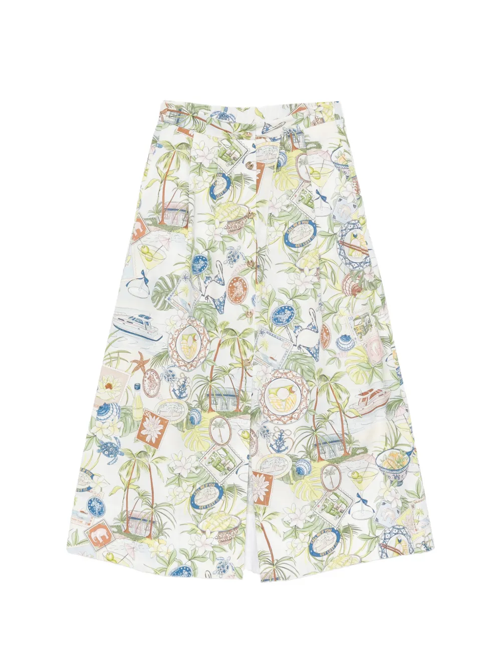 Maje postcard-print button-front midi skirt - Bianco