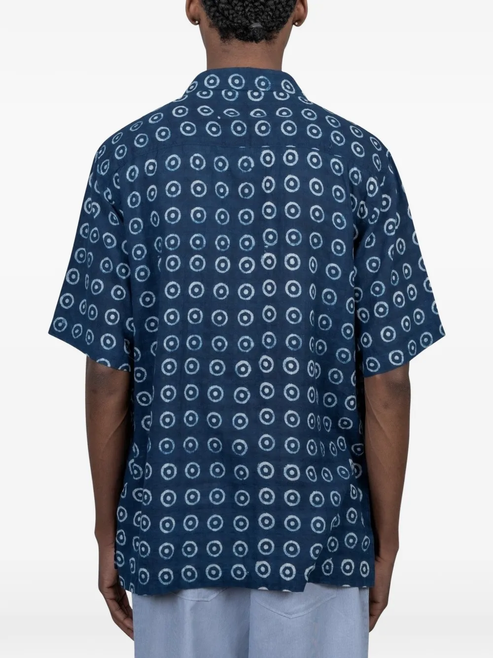  Universal Works Patterned Camper-collar Shirt - Blue 