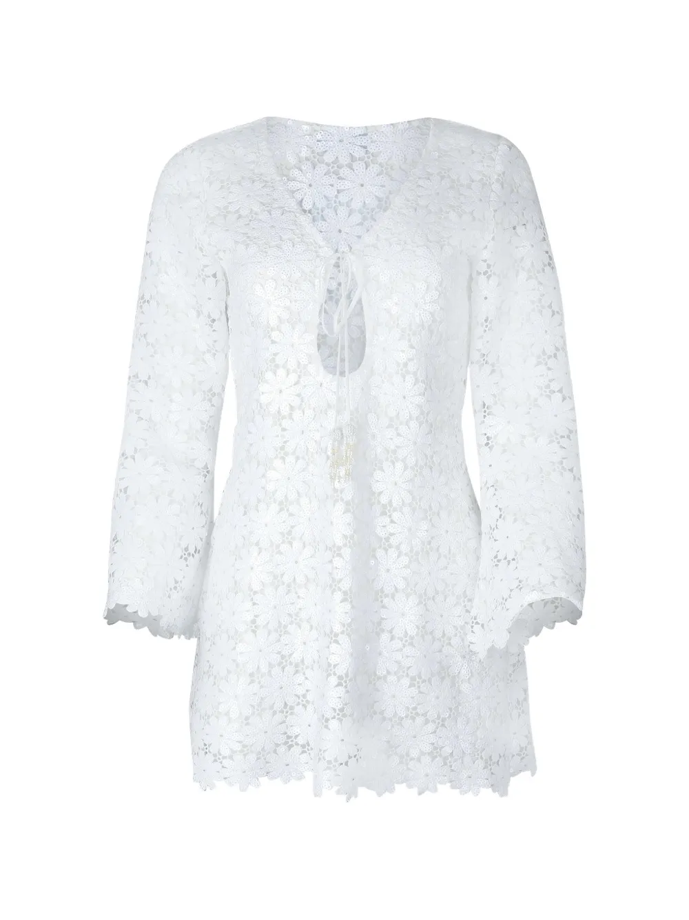 Waimari Seraphine Kleid mit V-Ausschnitt - Weiß