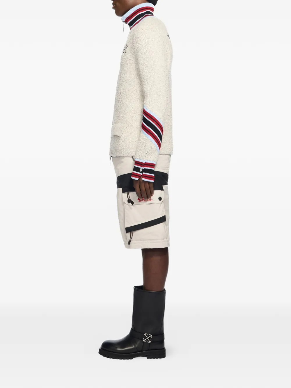  Off-white Striped Zip Cardigan - Neutrals 