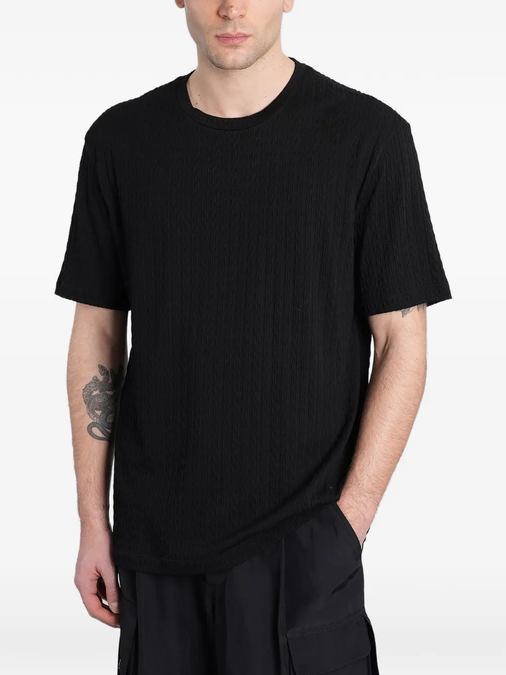 Giorgio Armani textured T-shirt - Nero