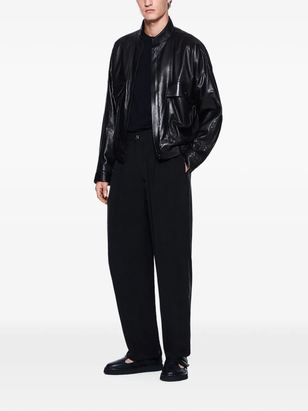 Giorgio Armani Textured T-shirt in Black, view 2