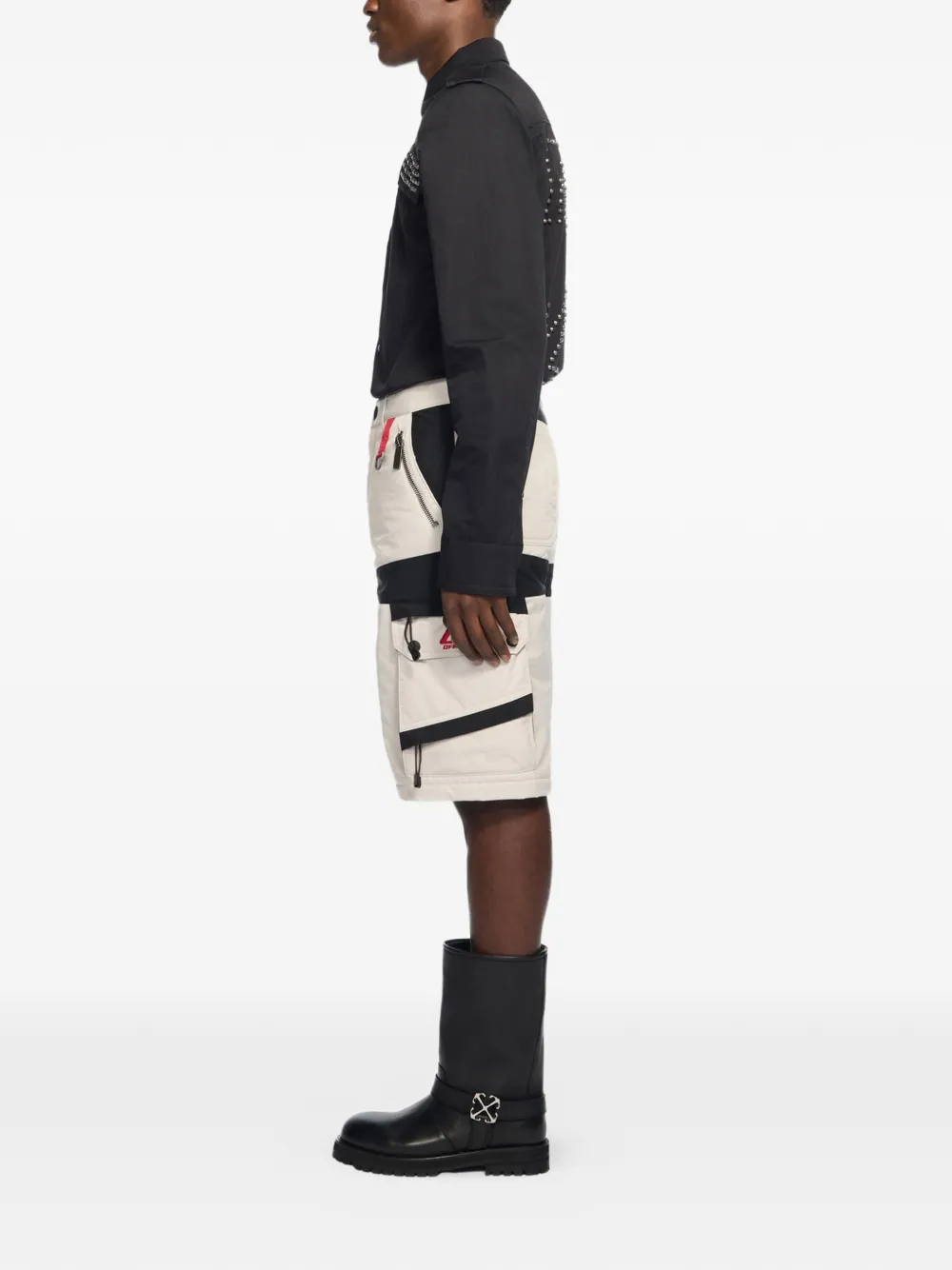  Off-white Zip-pockets Panelled Cargo Shorts - Neutrals 