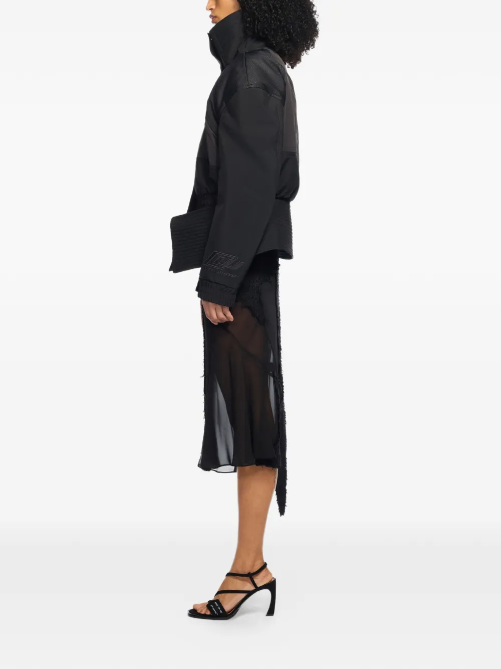  Off-white Peplum Bomber Jacket - Black 