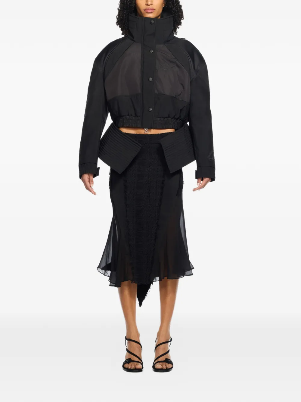  Off-white Peplum Bomber Jacket - Black 