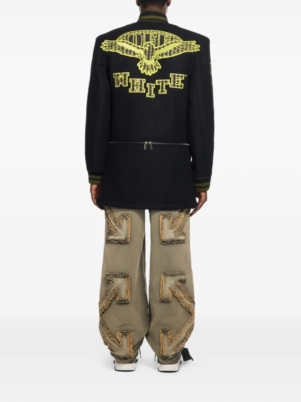 Off-White Mantel met cape Zwart