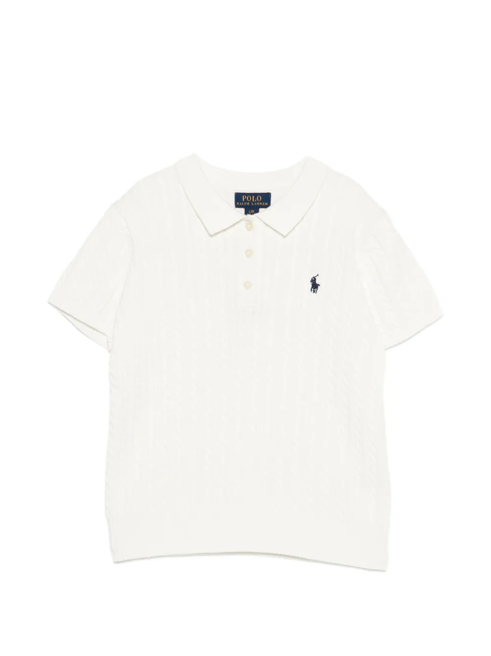 POLO RALPH LAUREN KIDS cable knit polo shirt - Bianco