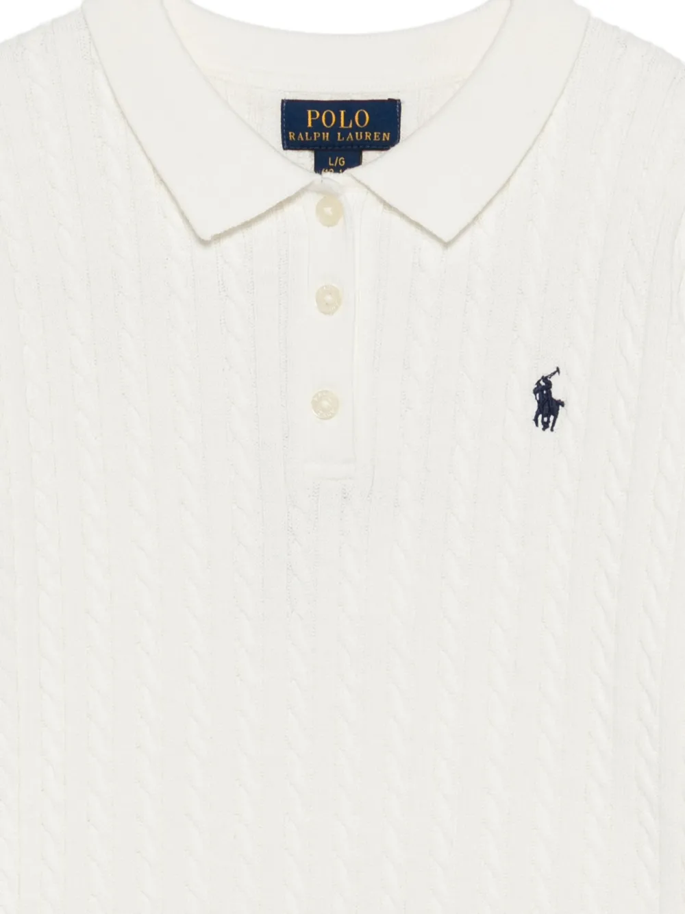 POLO RALPH LAUREN KIDS Kabelgebreid poloshirt Wit