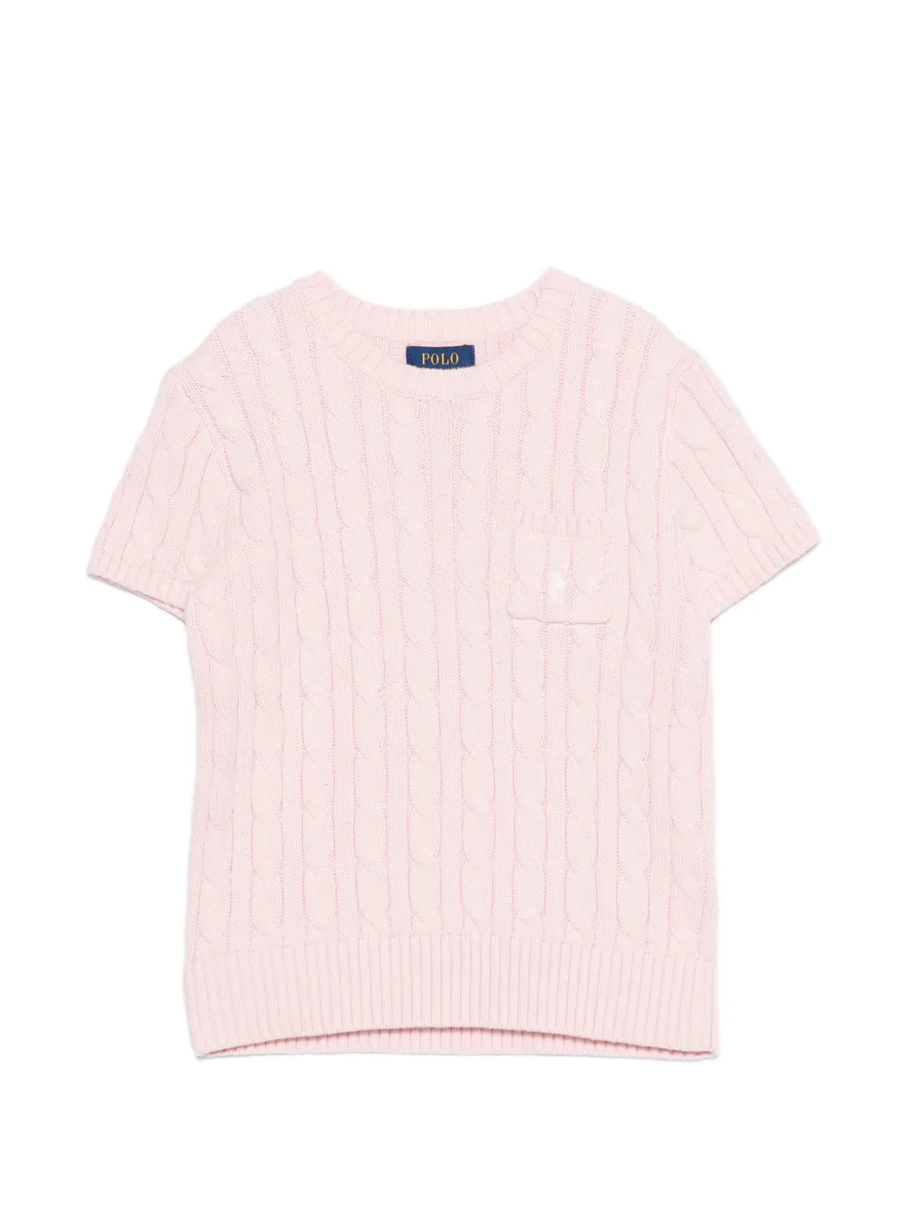POLO RALPH LAUREN KIDS cable-knit pocket T-shirt - Rosa