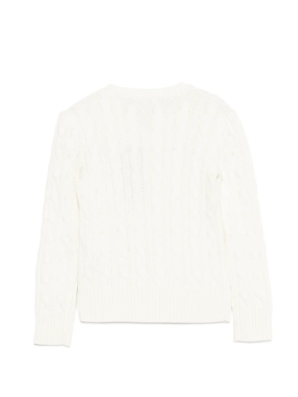 POLO RALPH LAUREN KIDS Kabelgebreide trui met knoop op de schouders Wit