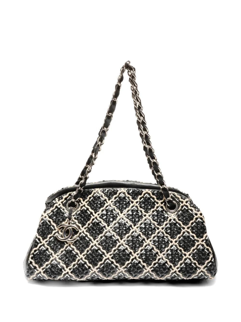 CHANEL Pre-Owned 2010-2011 Mademoiselle check chain-strap shoulder bag - Nero