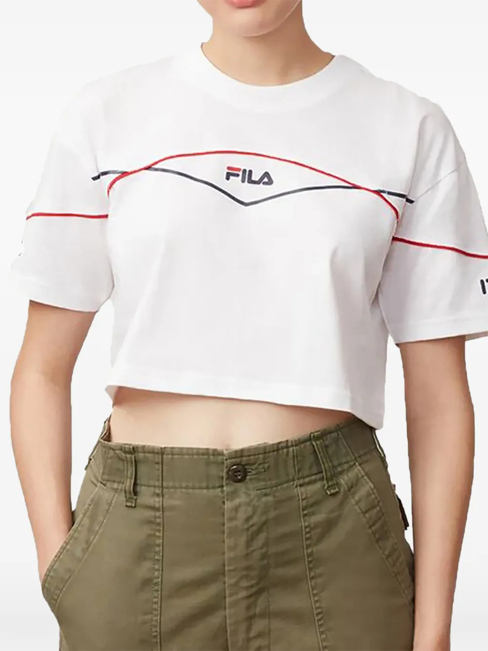 Fila Kana logo-detail crop top - Bianco
