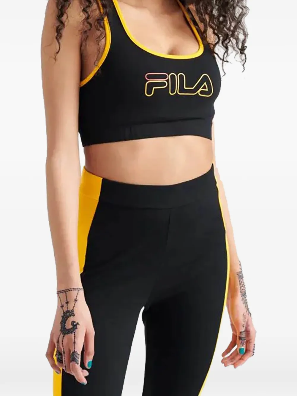 Fila Rebeca contrast-trim crop top - Nero