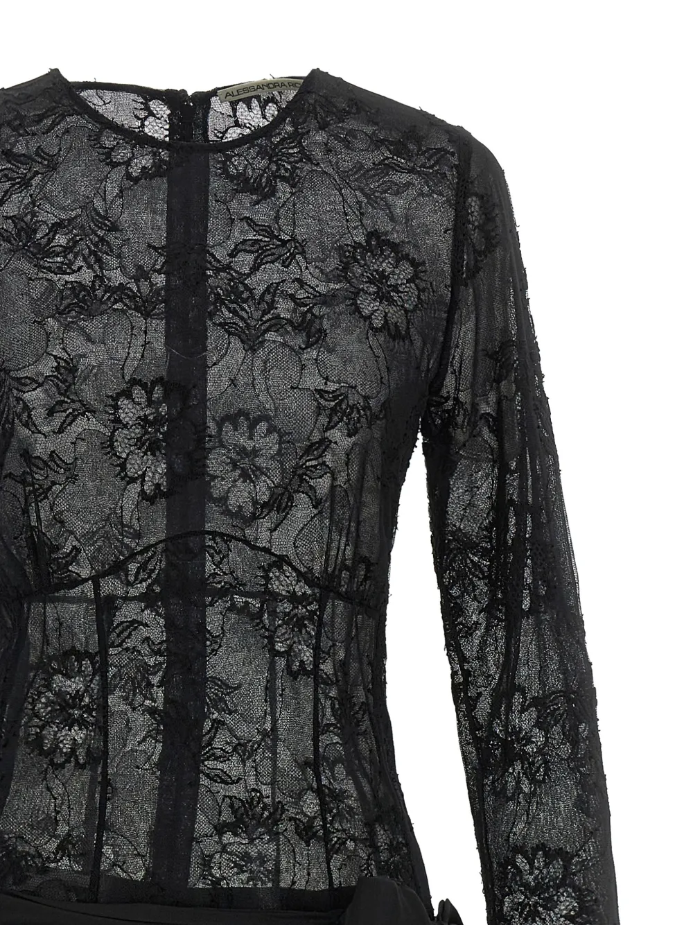  Alessandra Rich Lace Bow Dress - Black 