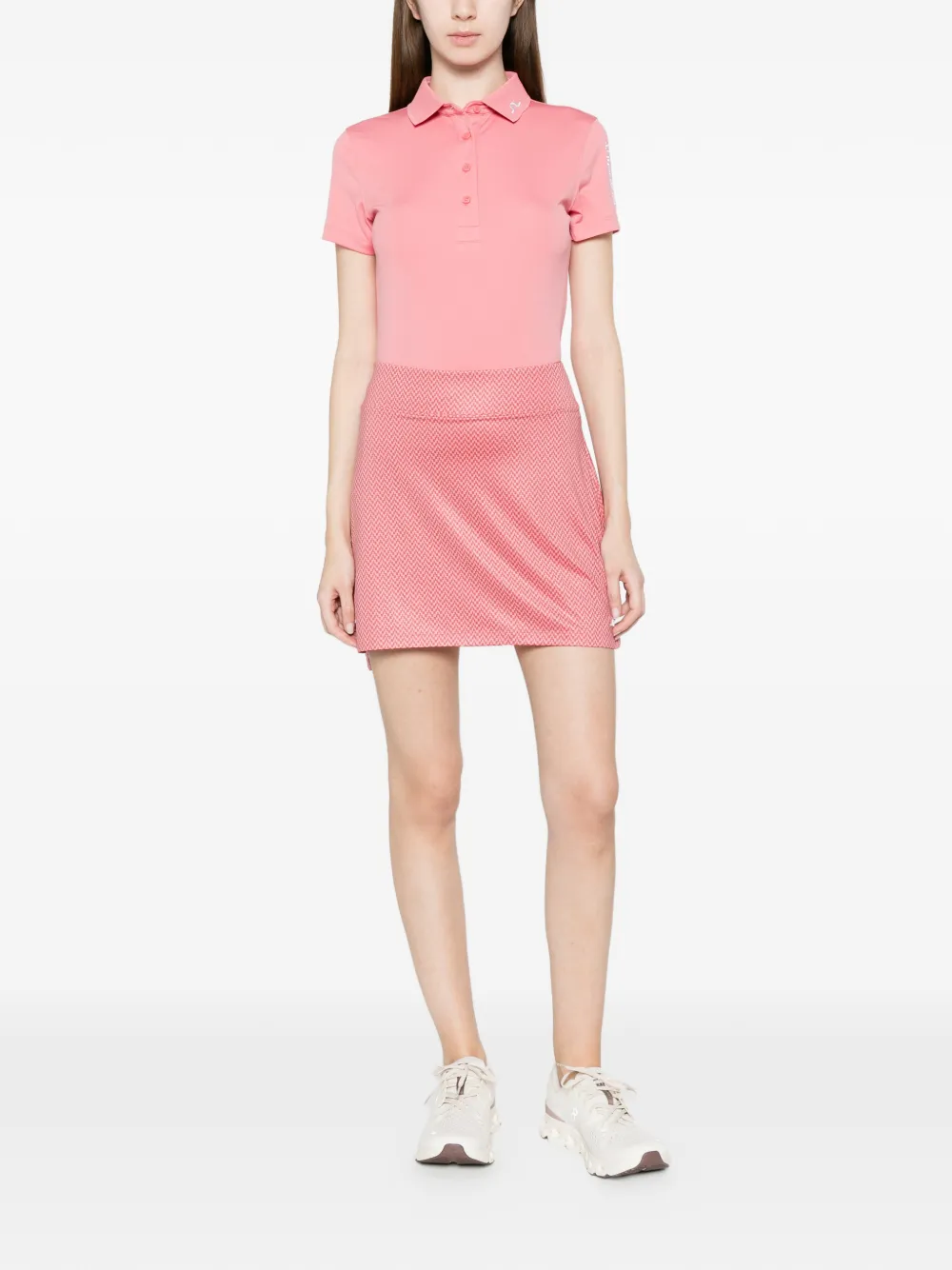  J.lindeberg Tour Tech Button Polo Top - Pink 