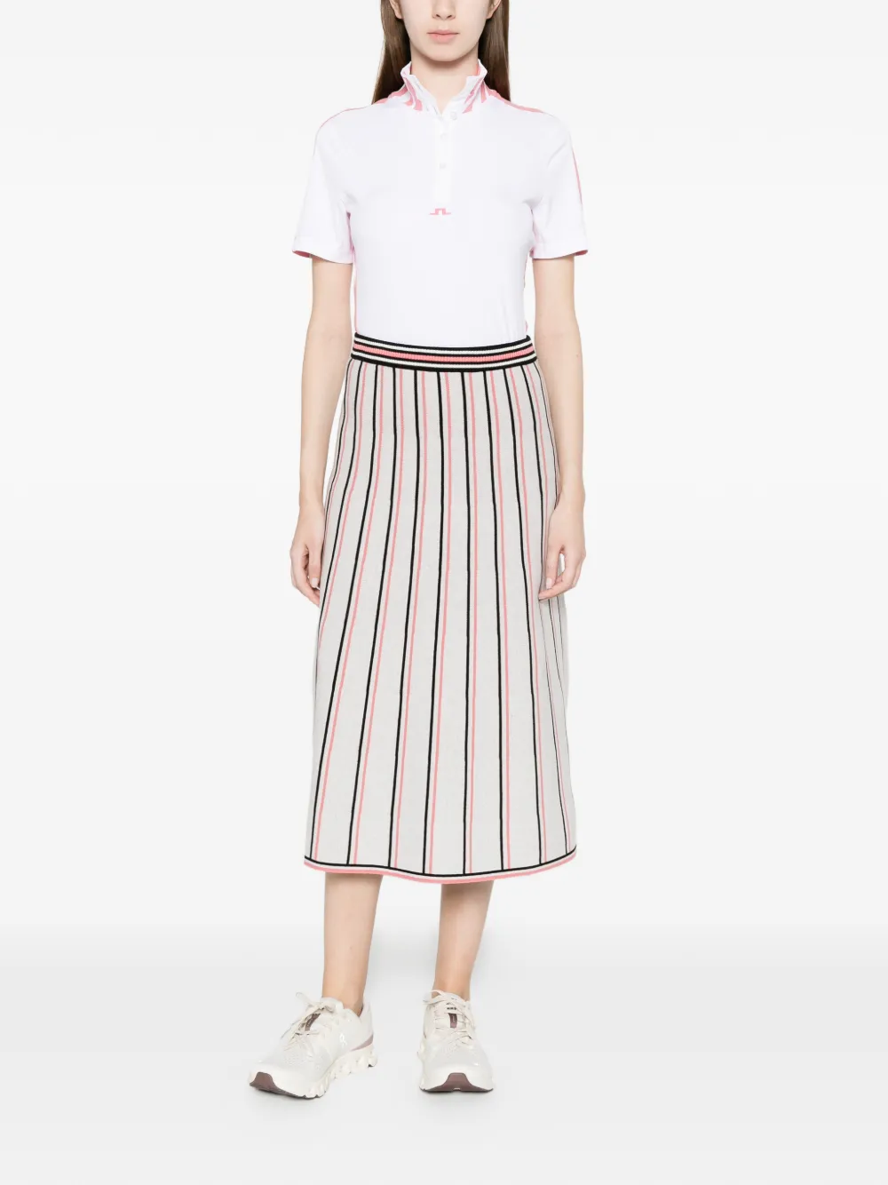  J.lindeberg Striped Knit Midi Skirt - White 