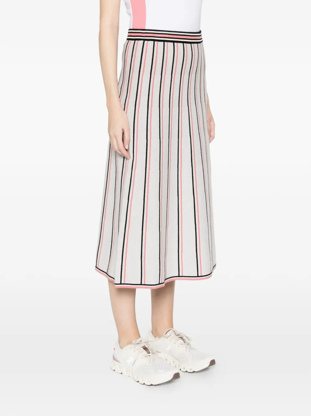 J.lindeberg Striped Knit Midi Skirt - White 