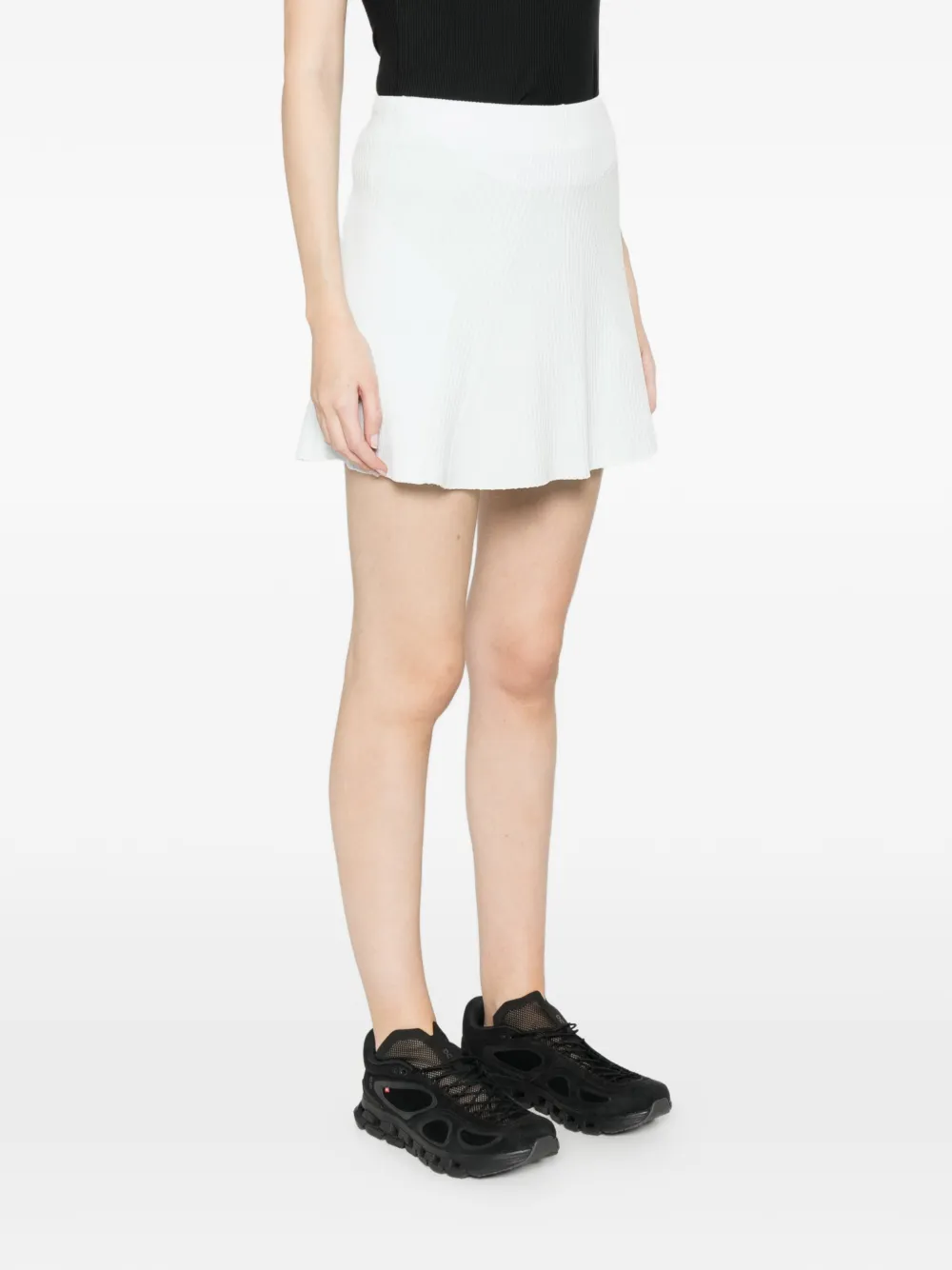 J.Lindeberg Tanya ribgebreide mini-rok met contrast Groen