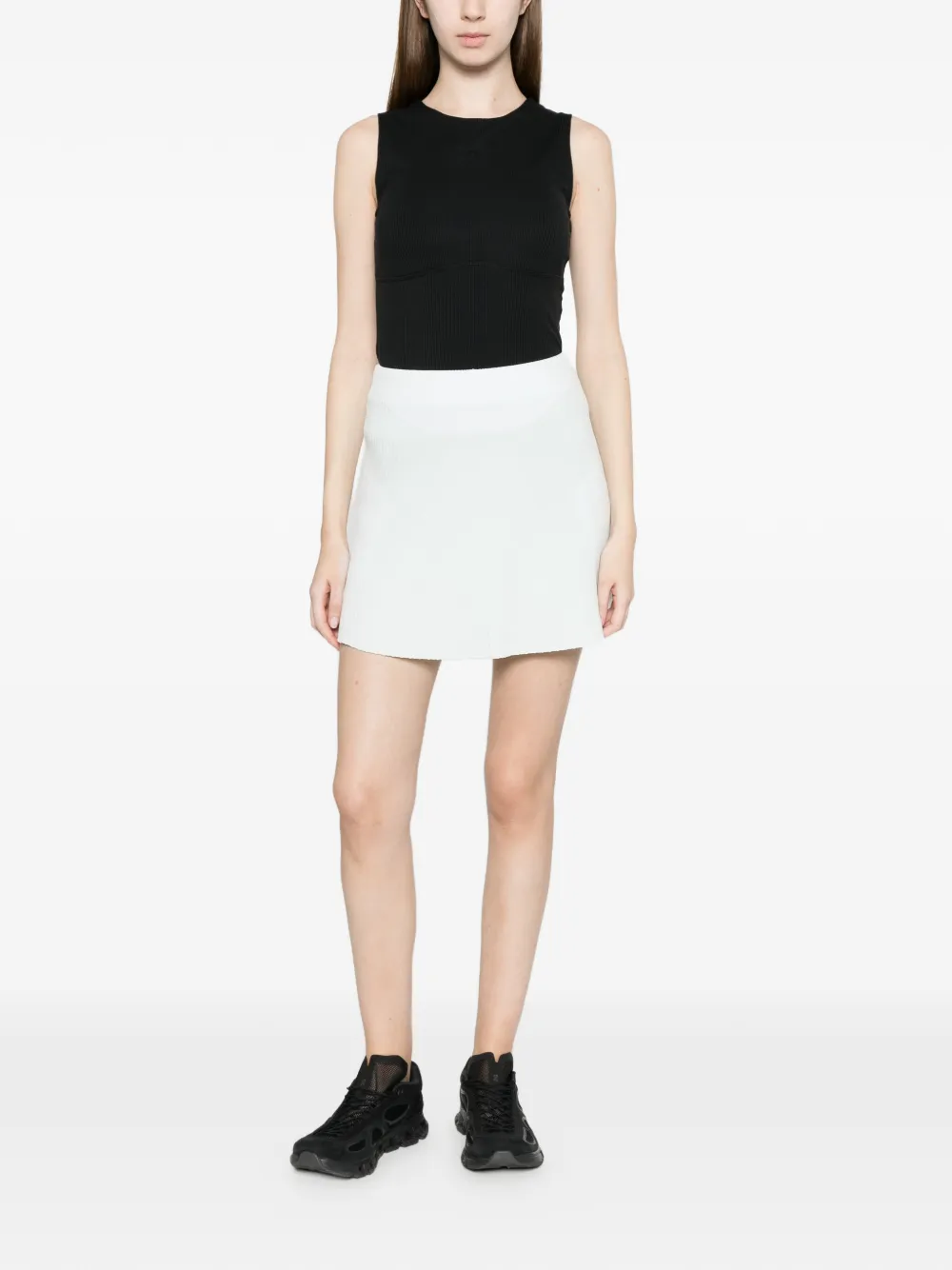 J.Lindeberg Tanya ribgebreide mini-rok met contrast Groen