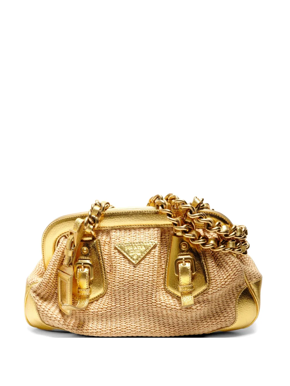 Prada Pre-Owned 2000-2010 raffia chain shoulder bag - Giallo