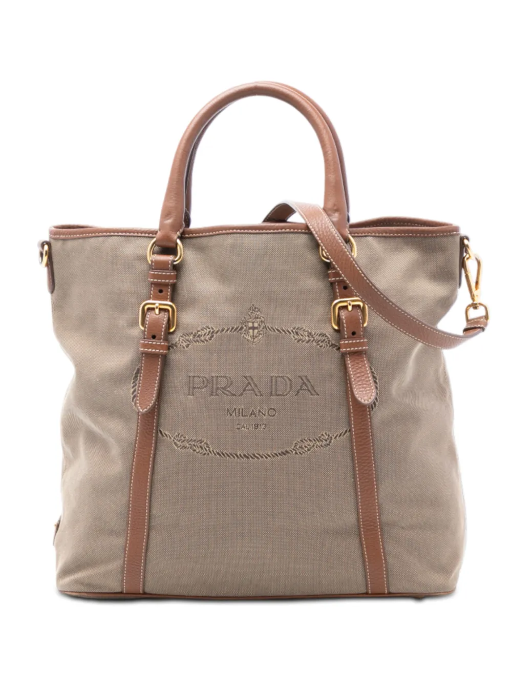 Prada Pre-Owned Borsa a tracolla Canapa Logo in tela 2013-2025 - Marrone