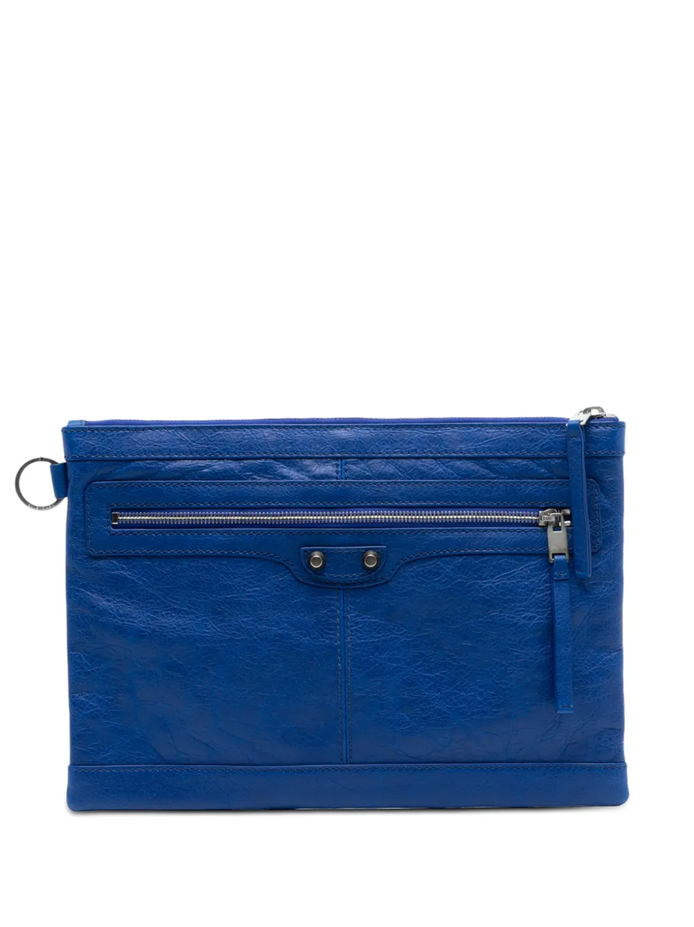 Balenciaga Pre-Owned 2016 Lambskin Motocross Classic Clip M clutch bag - Blu