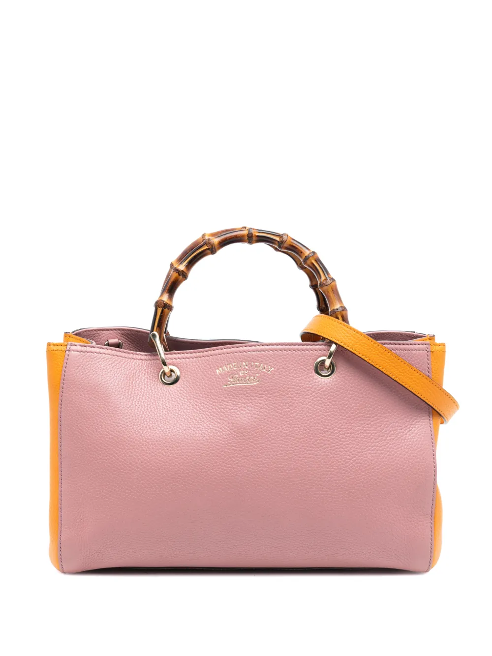 Gucci Pre-Owned 2016-2025 Medium Bicolor Calfskin Bamboo Shopper satchel - Arancione