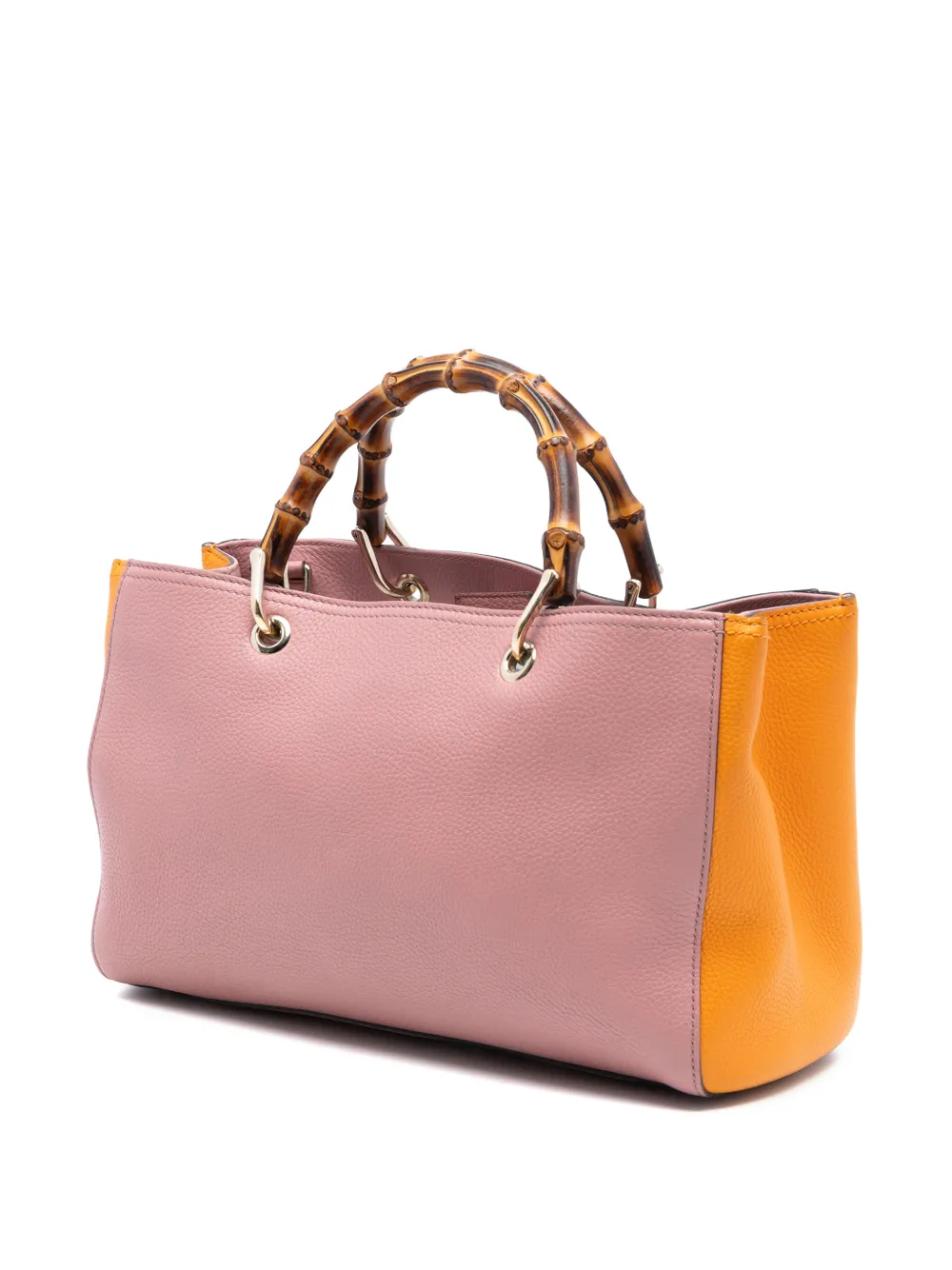 2016-2025 Medium Bicolor Calfskin Bamboo Shopper Satchel
