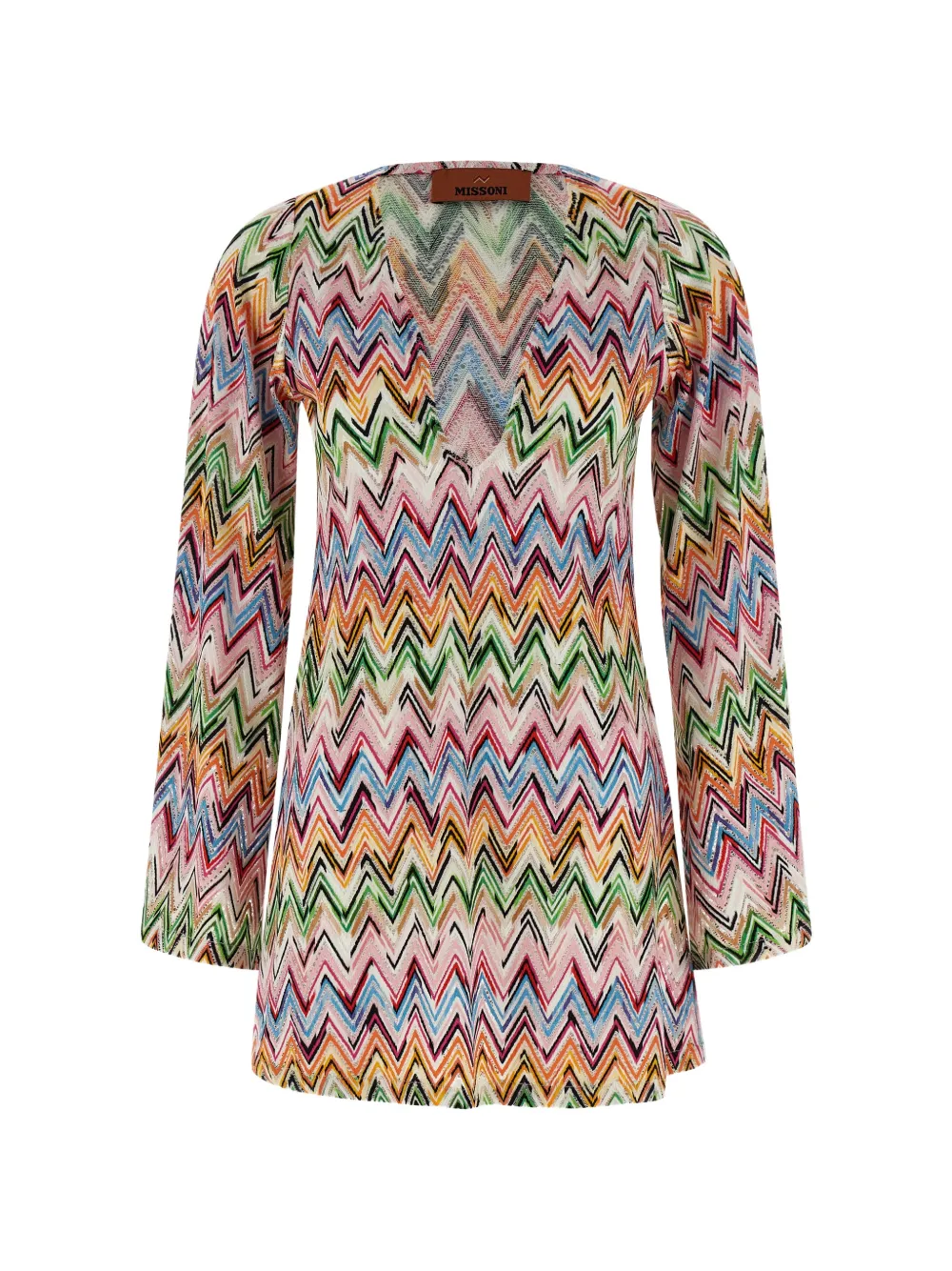 Missoni zigzag openwork V-neck dress - Neutrals