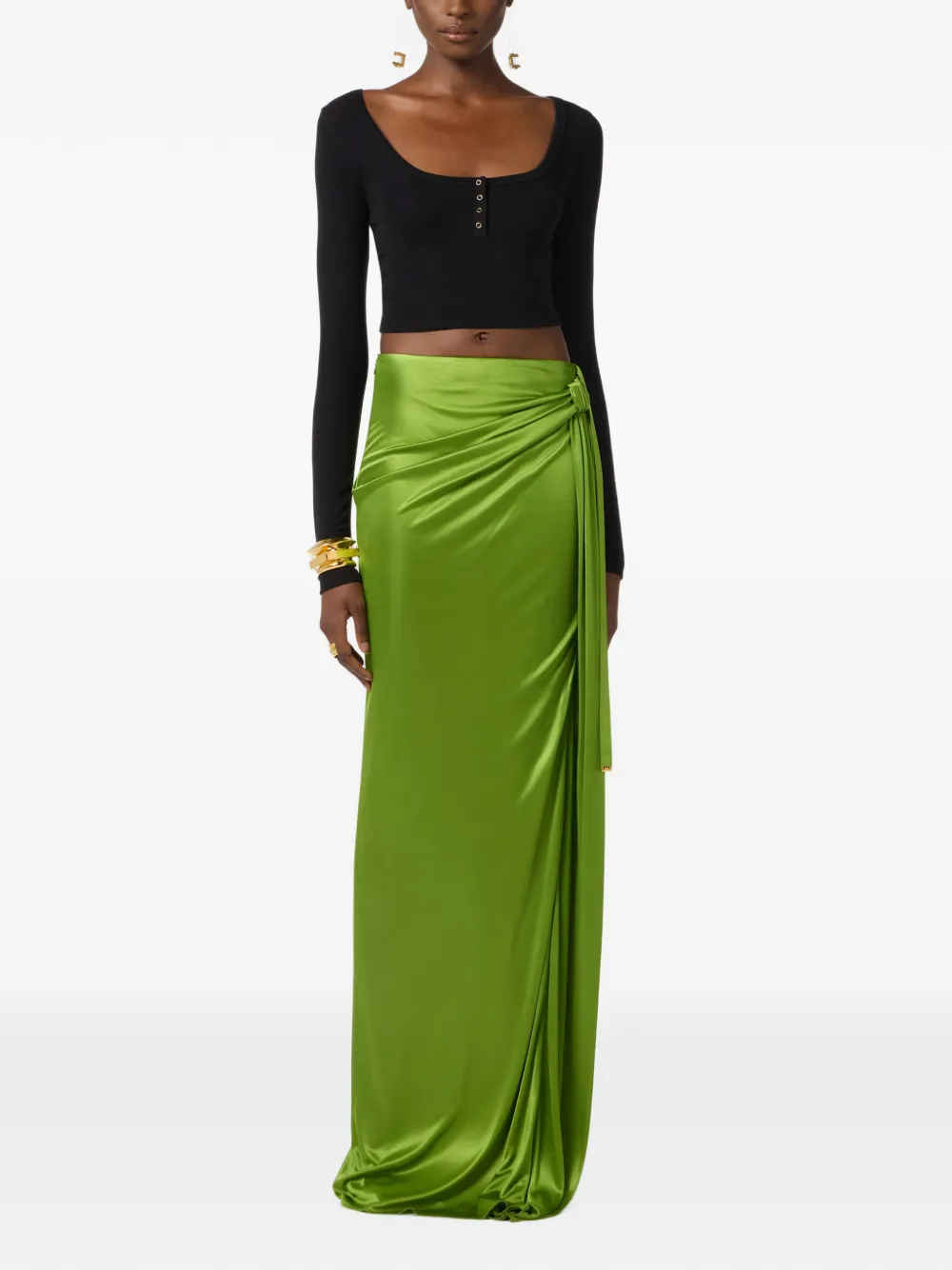 Elisabetta Franchi Gedrapeerde maxi-rok Groen