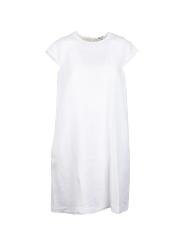 ASPESI Crew-neck Mini Dress in White