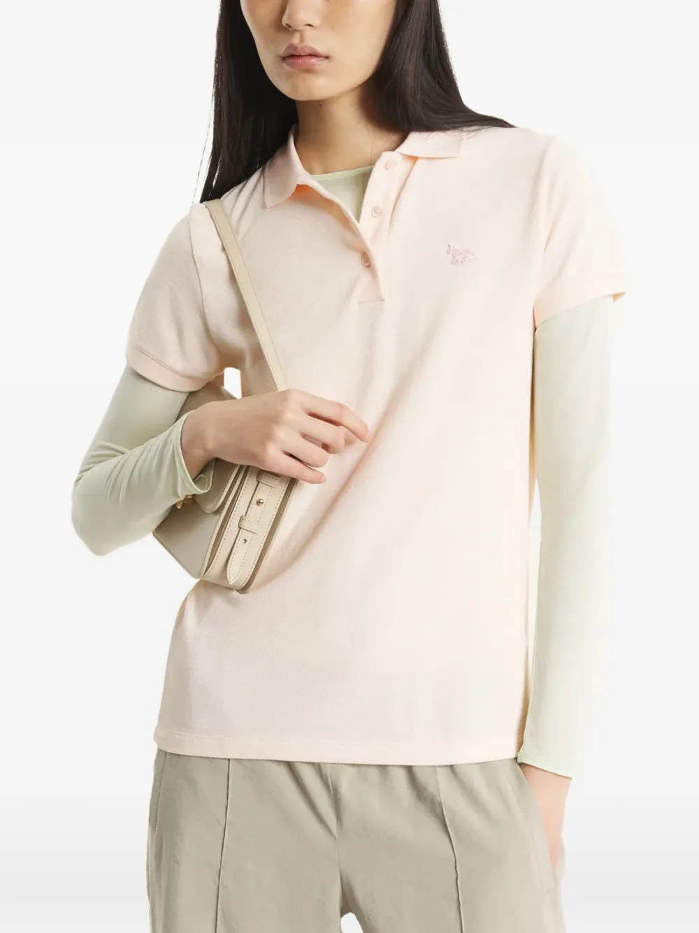 Maison Kitsuné Poloshirt met vossenpatch Roze