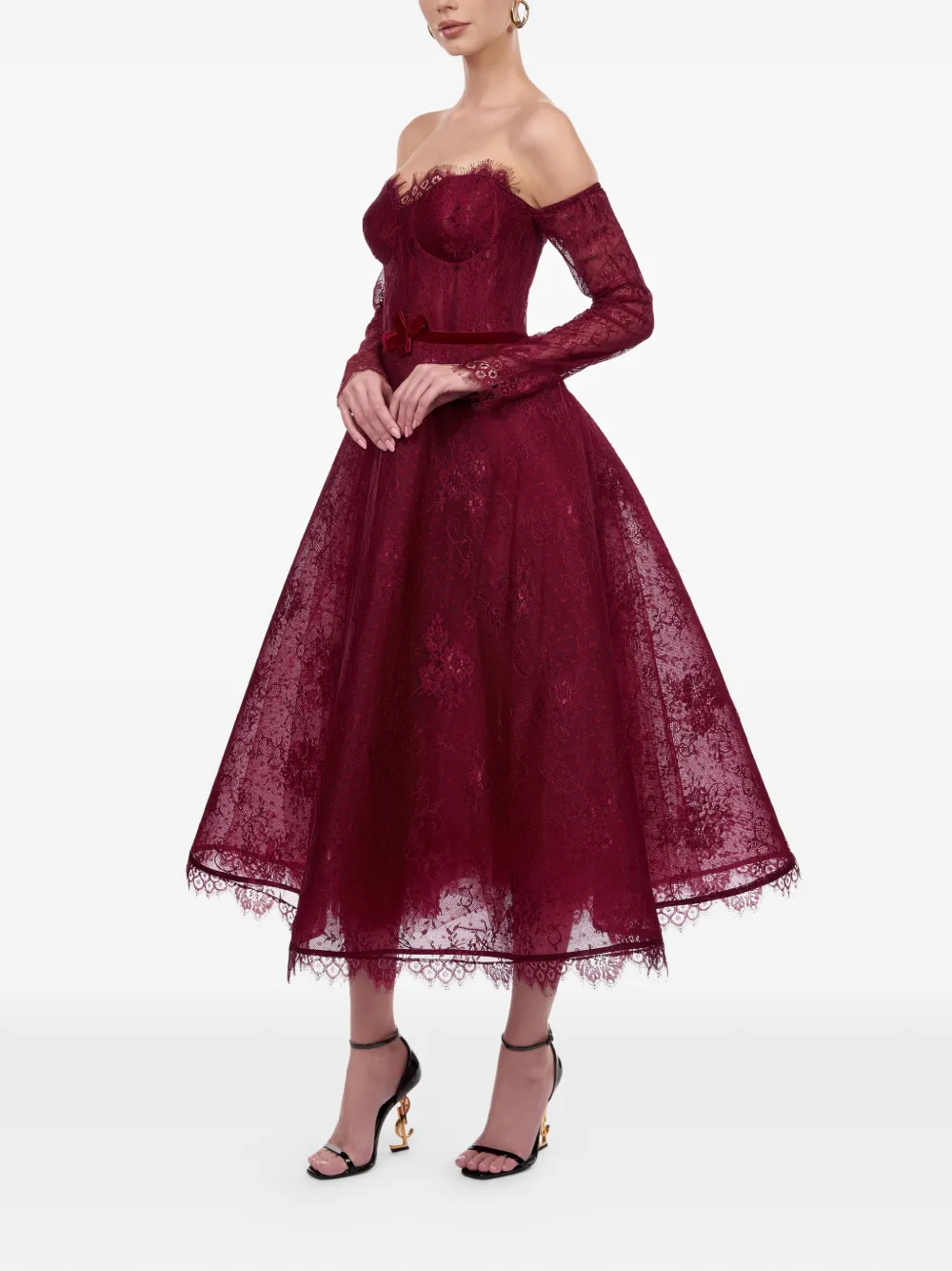  Araftu Lace Bow Dress - Red 