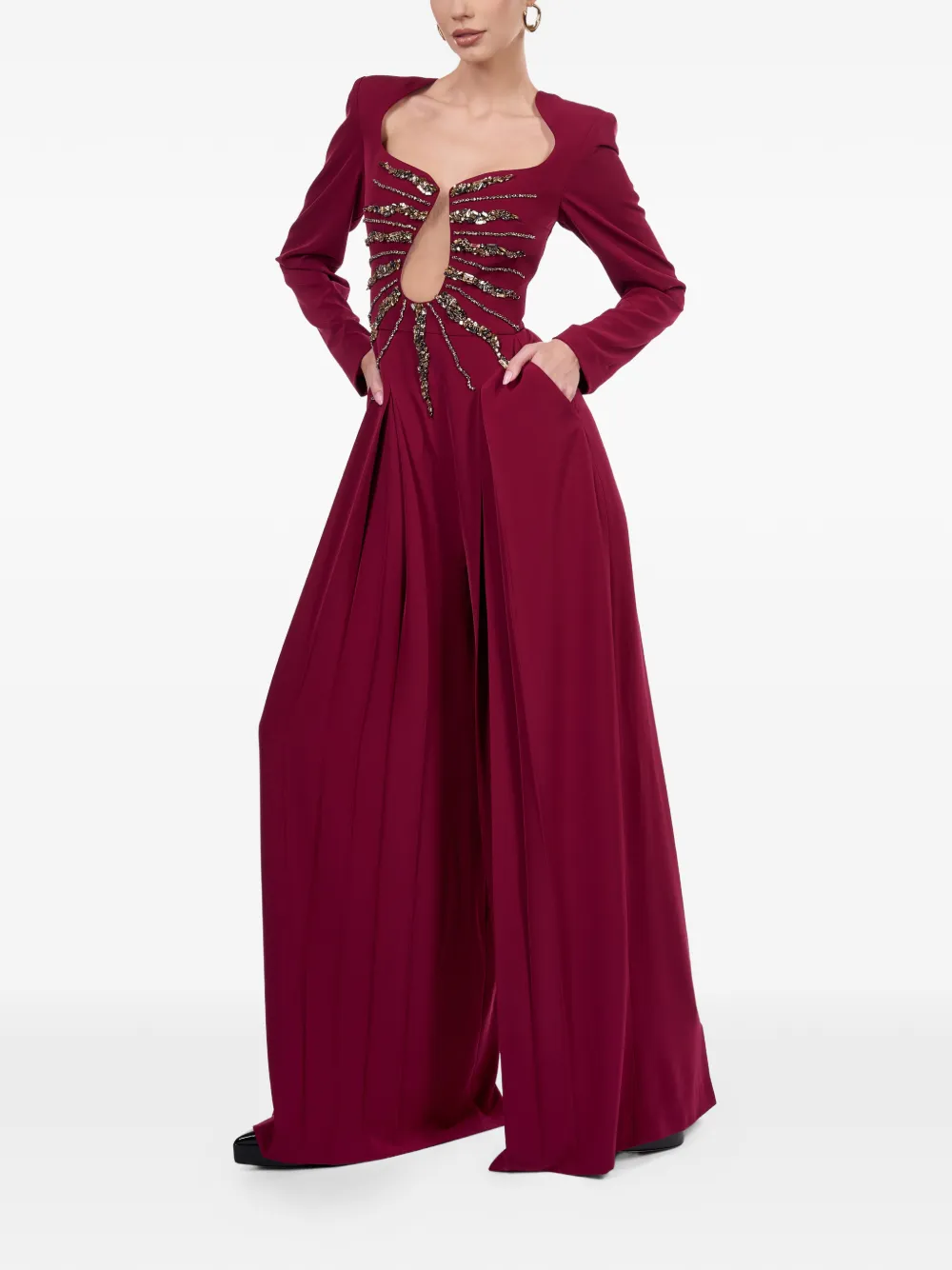  Araftu Embellished Cutout Jumpsuit - Red 