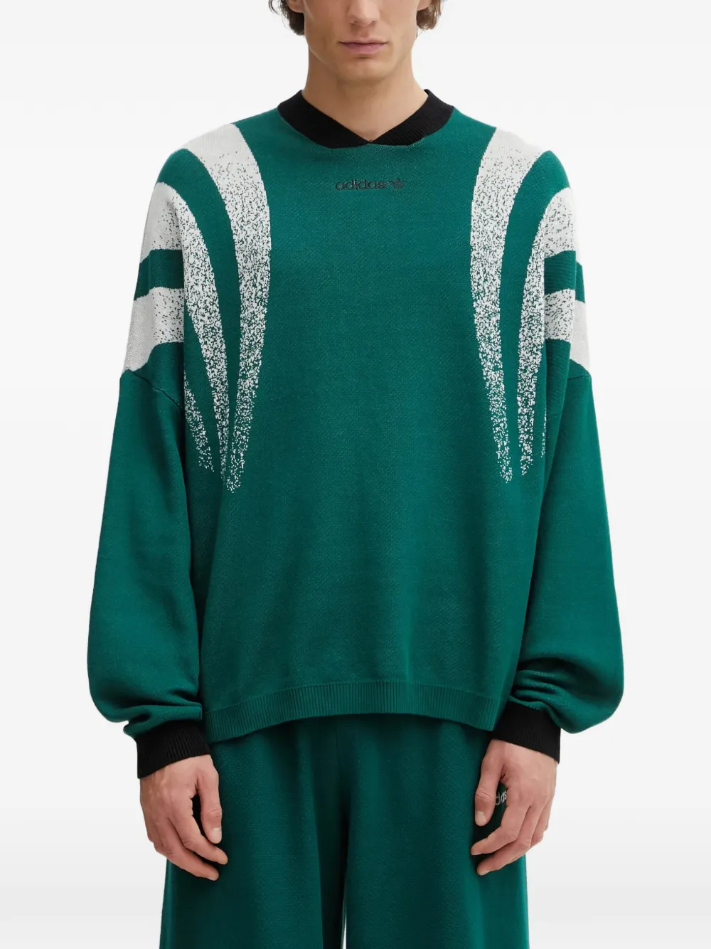 adidas striped logo knitted sweater - Verde
