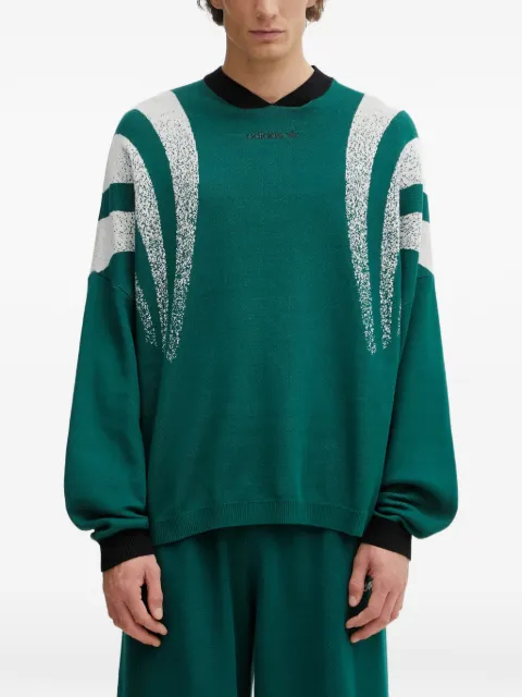 adidas striped logo knitted sweater
