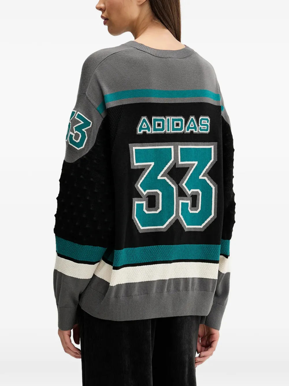 adidas Gebreide trui met V-hals Zwart