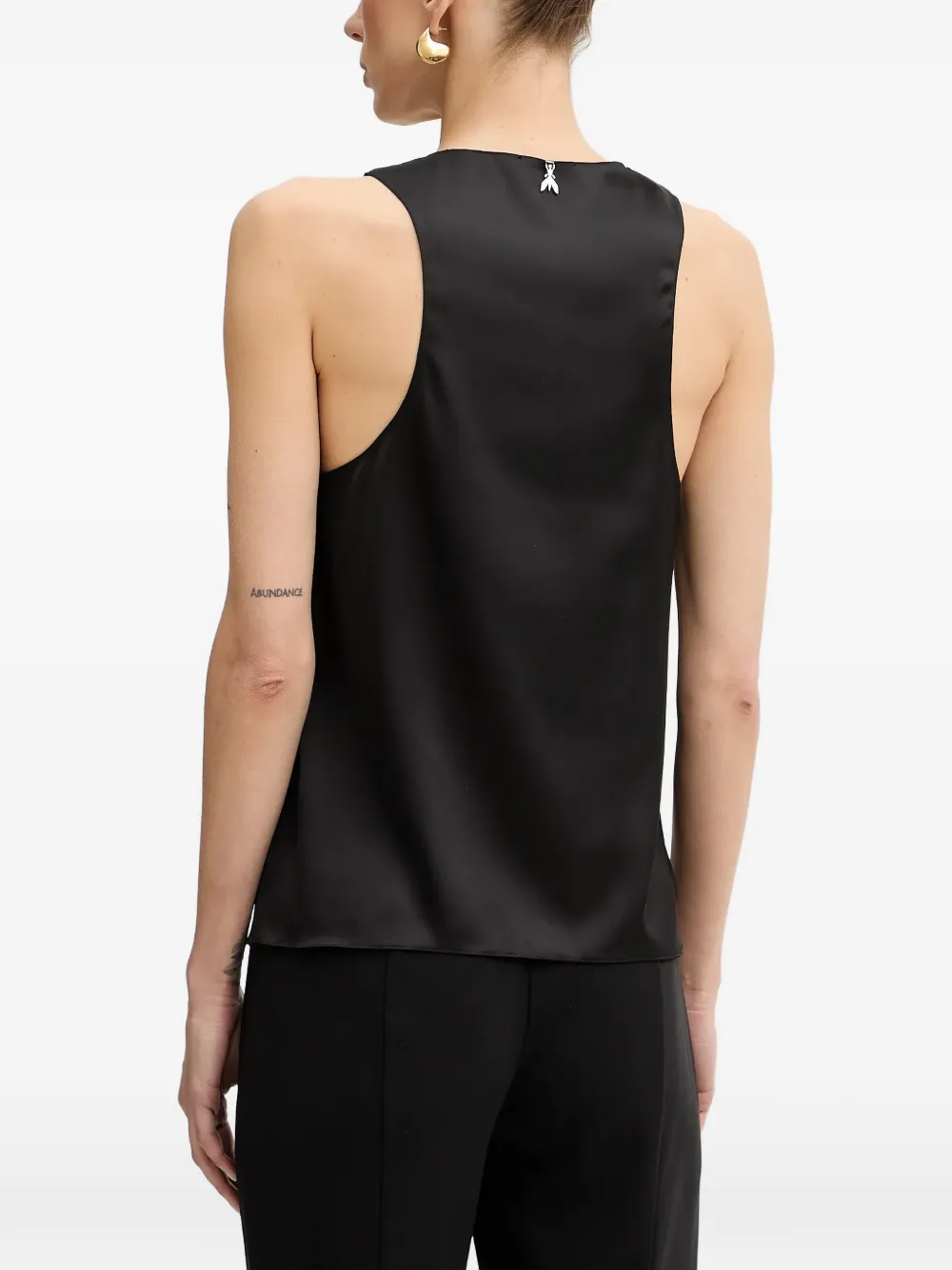 Patrizia Pepe Blouse met diepe ronde hals en logodetail Zwart