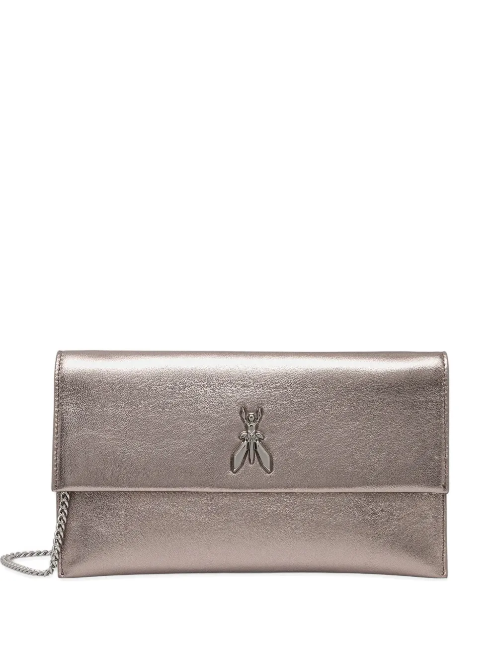 Patrizia Pepe Fly-appliqué chain clutch bag - Argento