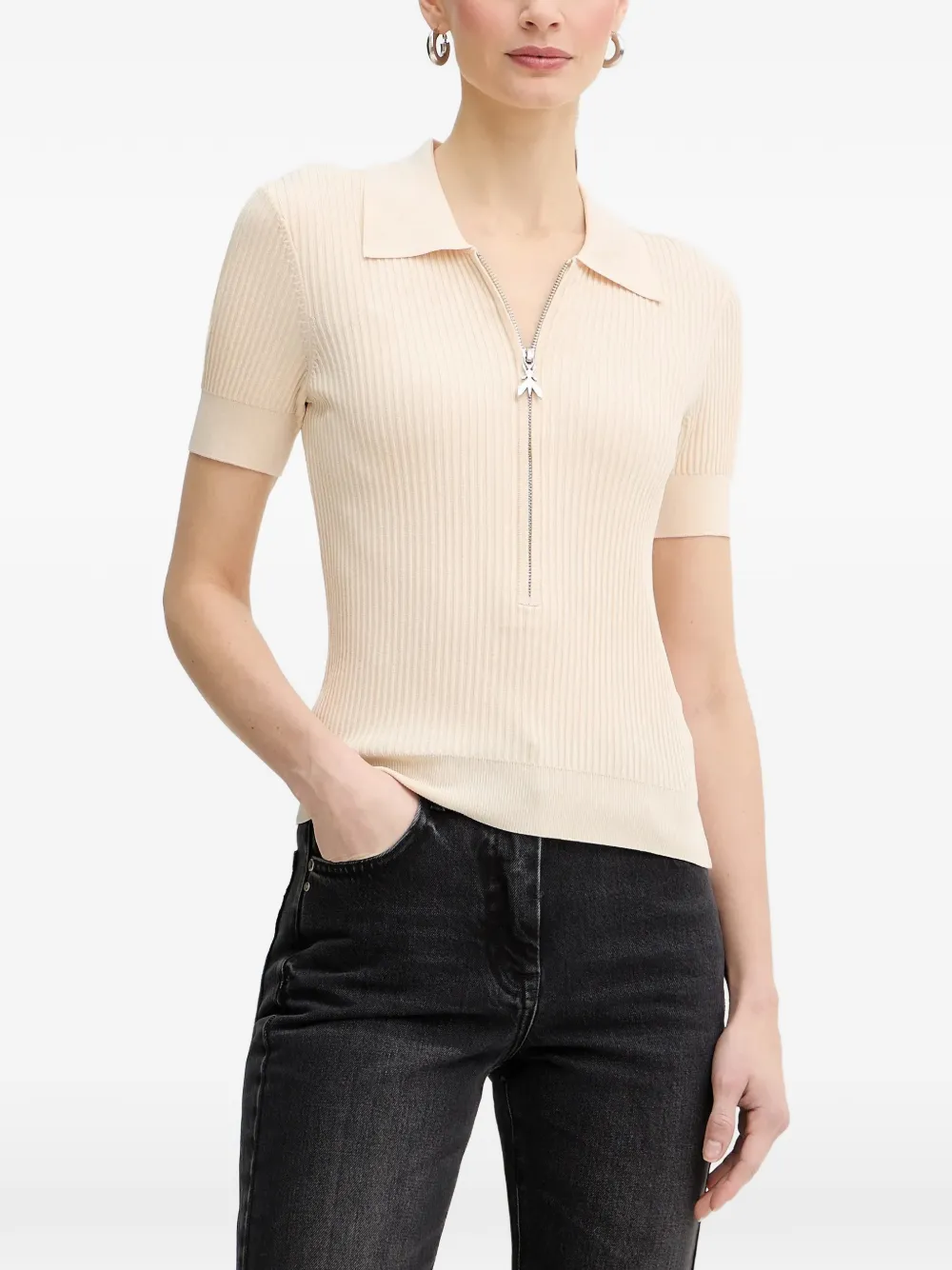 Patrizia Pepe zip short-sleeve polo shirt - Nude