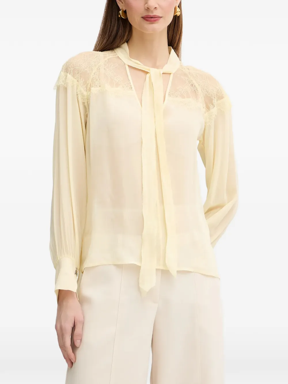 Patrizia Pepe lace tie-neck blouse - Giallo